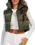 I SAW IT FIRST CROP SHORT ZIP NECK PUFFER GILET OLIVE GREEN